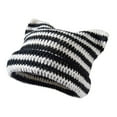thumbnail image 1 of Qarigey Manténgase a la moda y cálido gorro tejido con orejas de gato para invierno, gorro tejido con orejas de gato, gorros tejidos Sombreros En blanco y negro, 1 of 6