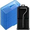 thumbnail image 1 of Bates- 4 Inch Paint Tray Set, 22 pcs, 1x 4 Inch Paint Roller Tray, 20x Disposable Plastic Liners & 1x Roller Frame, Black & Blue, 1 of 6