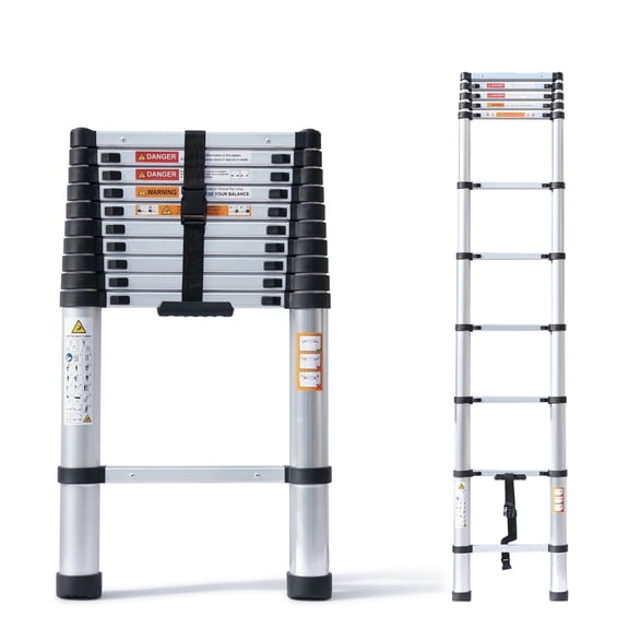WRAKTOL 10.5 ft Telescoping Ladder, Aluminum Extension Ladder with Multi Locking System, 330 lbs Capacity for Home or RV Use