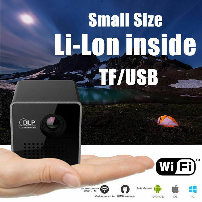 1080P HD DLP Mini LED 70" Projector Pocket Home Theater Multimedia USB TF 64G 