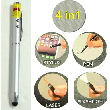 4 PACK Lot of 4 E-Circuit 4 in 1 Laser Pointer Pens with Stylus and Flashlight 