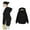 Black, variant on Women's Hooded Long Sleeve Solid Plush Sweatshirt Medium Length Tops