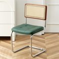 thumbnail image 1 of Stool, Retro Dining Chairs with Rattan Backrest Rattan Chair with Stainless Steel Frame Faux Leather Dining Chairs for Kitchen Living Room Dining Room(Green), 1 of 7