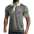thumbnail image 2 of Yiaimeir Men's Three Button Printed Lapel Short Sleeve T-Shirt Top Streetwear,Size M-3XL, 2 of 4