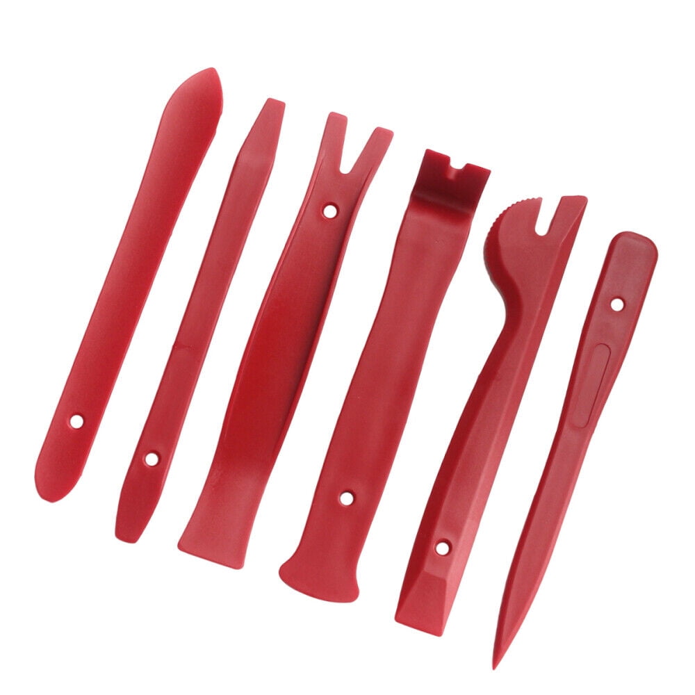 6 in 1 Panel Pry Tool Kit Auto Upholstery Tools Auto Clip.(red)(6pcs