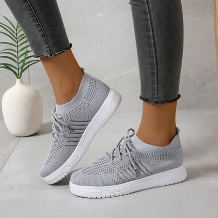 

Women Lace Up Sneakers Color Solid Color Shoes Plus Size Fashion Sports Casual Shoes