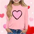thumbnail image 3 of Posijego Girls Valentines Day Shirts for Little Girls Long Sleeve Heart Print Spring T-Shirts Basic Undershirts, 3 of 4