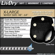 LivDry BLACK Mens Adult Incontinence Underwear, Supreme Comfort Absorbency (X-Large, 44-Pack)