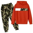 thumbnail image 3 of Likimi Toddler Kids Boys Outfit Set Camo Print Long Sleeve Hooded Sweatshirt With Pants Casual Relaxed Soft Fall Winter Clothing Set Size 13-14 Years Red, 3 of 3