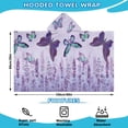 thumbnail image 2 of Purple Butterfly Flower Pattern Hooded Bath Towel，60"x35" for Ages 3 To 12 Kids, Quick Dry Lightweight Soft Microfiber Hood Beach Towel Cover Up for Kids, 2 of 7