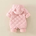 thumbnail image 4 of IVEYRTF Toddler Kids Bodysuit Cute Bear Print Fleece-Lined Hooded Romper Zip Front Thermal Fall Winter Cozy Warm One-Piece Outerwear for Children 1-2 Years(Pink,6 Months), 4 of 7