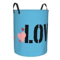 thumbnail image 3 of YFYANG Waterproof Laundry Hamper, Lake Blue Romantic Love Laundry Basket Oxford Fabric with Handle Foldable, S, 3 of 8