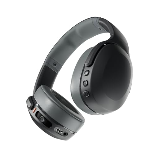 Skullcandy Crusher Evo Auriculares inalámbricos Bluetooth con graves multisensoriales, ajuste supraaural con aislamiento de ruido, hasta 40 horas de batería, micrófono para iPhone Android - Asfalto