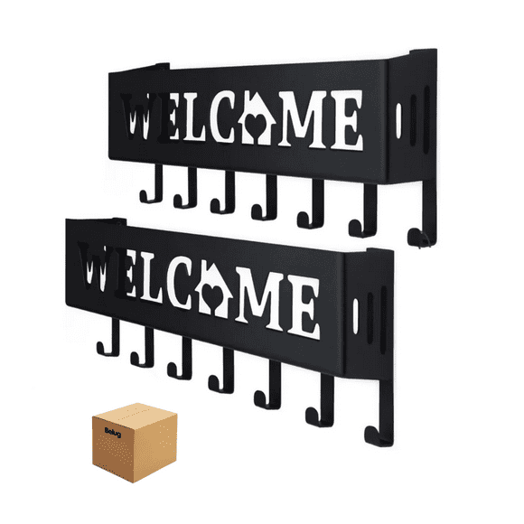 Llavero De Pared con 7 Ganchos, 2 Piezas Belug Negro