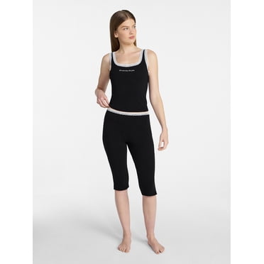 No Boundaries Lace Tank Top and Capri Pants Sleep Set, 2-Piece, Women's XXS-3X