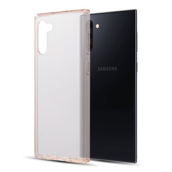 Samsung Galaxy Note 10 Phone Case with CLEAR ROSE GOLD Corner TPU Cushion Bumper Protective Hybrid Rigid Clear Acrylic Back Protection Rubber Gel Silicone Slim Cover for Samsung Galaxy Note 10 / 6.3"