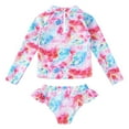 thumbnail image 2 of MSemis Kids Girls Rashguard Swimsuit & Swim Bottoms Set with UPF 50+, 2-Piece, Size 4-16 Abstract Fish Scales 10, 2 of 5