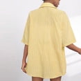 thumbnail image 6 of Fengqque Womens 2 Piece Outfits Striped Short Sleeve Button Down Collared Shirt Matching Drawstring Shorts Sets Yellow XL(XL), 6 of 7