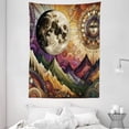 thumbnail image 3 of Ambesonne Boho Tapestry Wall Hanging, Sun and Moon Psychedelic Scene, 60"x80", Indigo Reseda Green Beige, 3 of 3