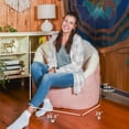 thumbnail image 3 of Big Joe Milano Adult Bean Bag Chair, Oat Sherpa and Desert Rose, Vegan Suede, 2.5 feet, 3 of 6