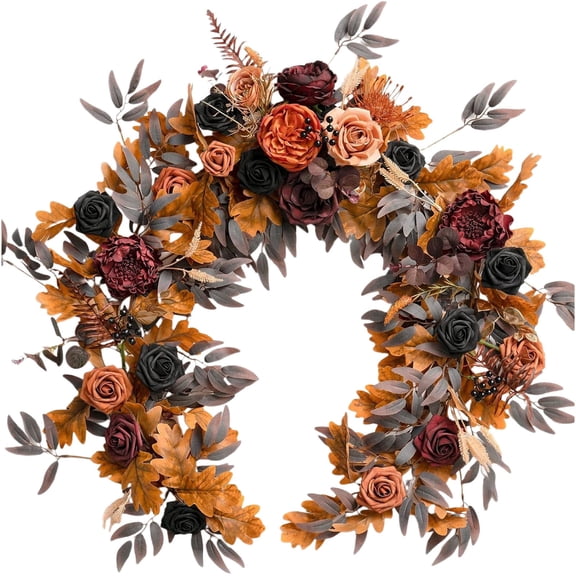 Flower Garland 180CM Artificial Eucalyptus & Rose Floral Garland Greenery Vine for Wedding Sweetheart Table Mantel Decor Spring Decoration