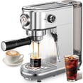 thumbnail image 1 of Cafetera espresso Atatix con espumador de leche, 20 bar, color plateado, 1 of 9