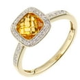 thumbnail image 2 of 9ct Gold Jewelco London Diamond Cushion Citrine Square Cushion Beaded Halo Ring, 2 of 5
