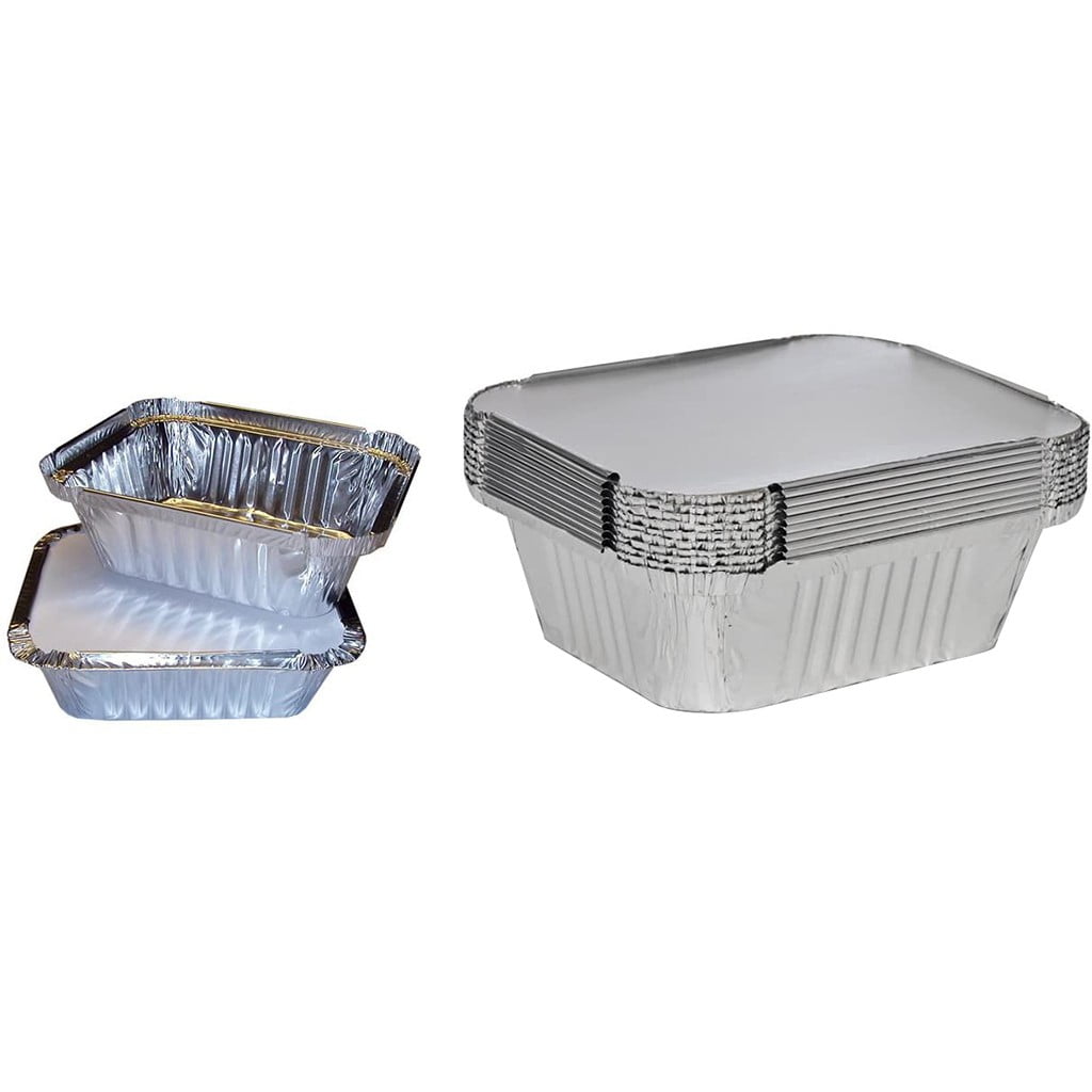 50 x Silver Foil Food Trays/Dishes Containers & Lids 