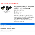 thumbnail image 2 of Rear Sway Bar Bushing Kit - Compatible with 2011 - 2014 Ford Mustang 2012 2013, 2 of 2