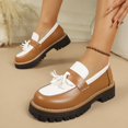 thumbnail image 6 of Gpaecead Women's Two Tone Platform Tassel Loafers Faux Leather Chunky Sole Slip On British Style Comfort Shoes For Work And Casual Brown, 6 of 8