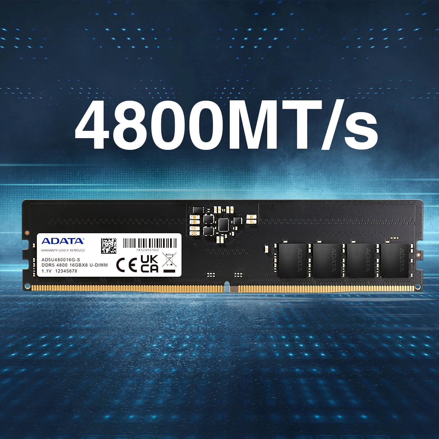 ADATA Premier DDR5 Memory Module: 16GB (1x16GB) 4800MHz UDIMM Black Single Unit | On-Die ECC w/ Improved Stability | Energy Efficient - Built in Power Management IC - PMIC