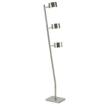 Benjara BM309008 60 in. Modern Style Floor Lamp with 3 Drum Metal Shades, Nickel & Silver