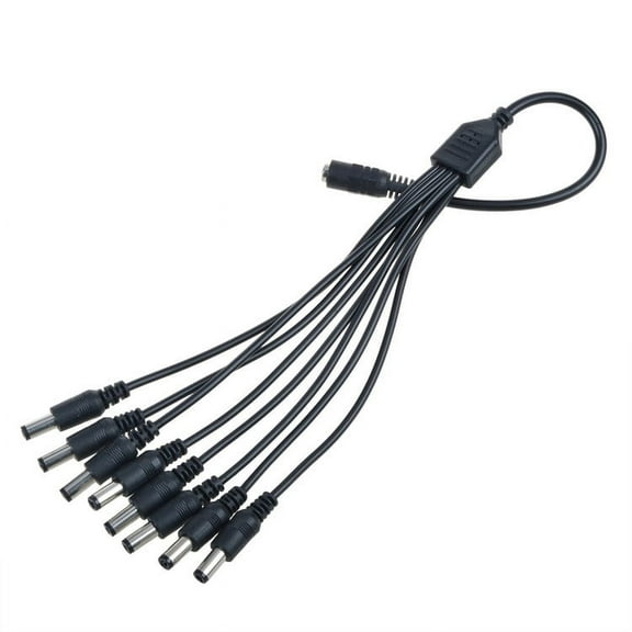 8-Plug Tip Splitter 8-Way Power Cord Cable For CCTV Surveillance Security Cameras Cameras GW124CA GW12V5A GW12V7A GW128CA