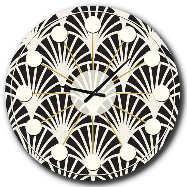 Designart 'Retro Art Deco Waves I Mid-Century Modern Wall Clock