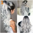 thumbnail image 3 of Peluca Mujer Pelo Largo Rizado Negro Gris Degradado Accesorios BANYUO Electrónica, 3 of 5