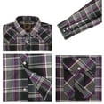 thumbnail image 3 of Coevals Club Men's Western Cowboy Long Sleeve Pearl Snap Casual Plaid Work Shirts Purple Gray14 XX-Large, 3 of 3