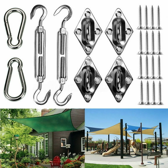 24-Piece Stainless Steel Canopy Sun Sail Shade Fixing Kit with Fittings and Accessories
