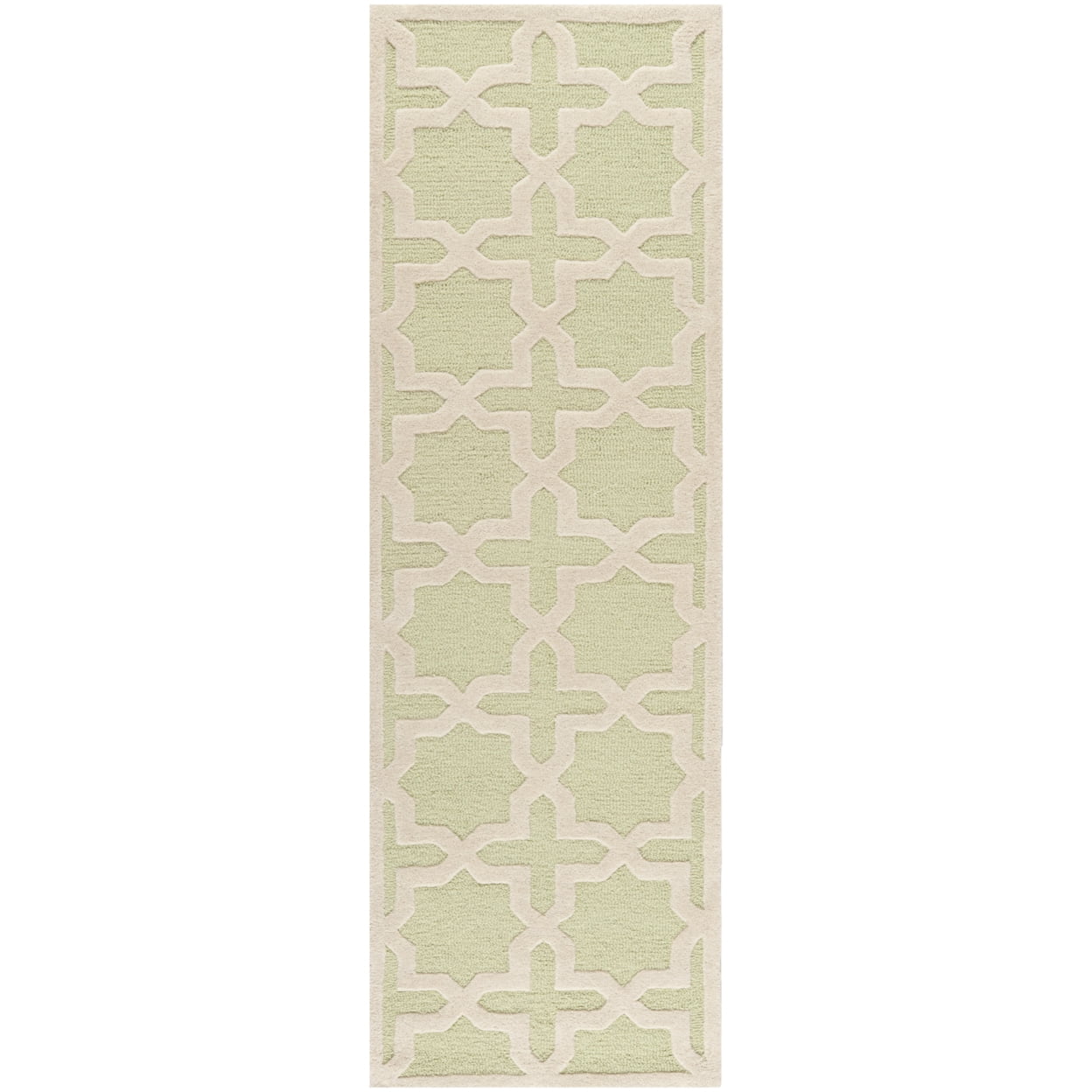SAFAVIEH Cambridge Liz Geometric Wool Area Rug, Light Green/Ivory, 6' x 9'