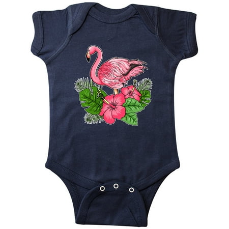 

Inktastic Flamingo with Tropical Flowers Gift Baby Boy or Baby Girl Bodysuit