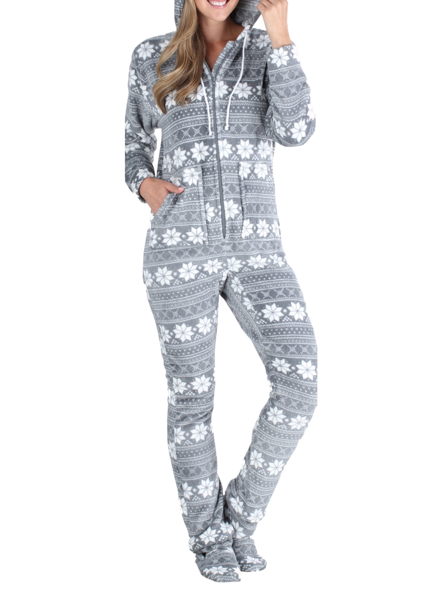 SleepytimePjs Women's Fleece Hooded Footed Onesie Pajama