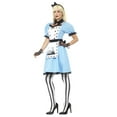 thumbnail image 2 of Smiffys 44712S Deluxe Dark Tea Party Costume with Dress Attached Apron Collar Tights & Headband, Small - Blue, 2 of 3