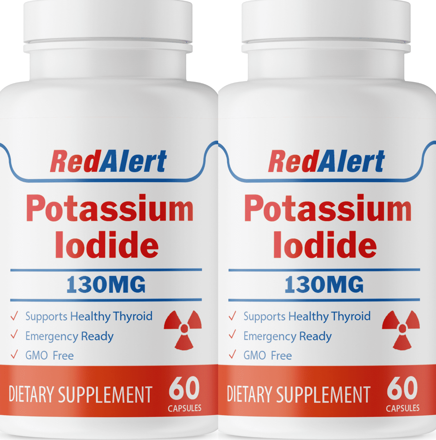 (2 Pack) Potassium Iodide Capsules 130 mg (120 Capsules) Thyroid Protection