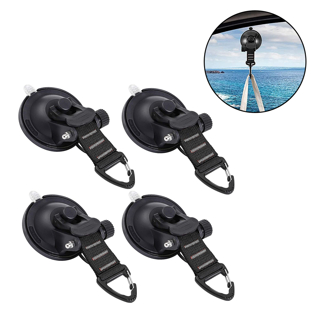 Heavy Duty Suction Cups 4 Pieces with Hooks Upgraded Car Camping Tie