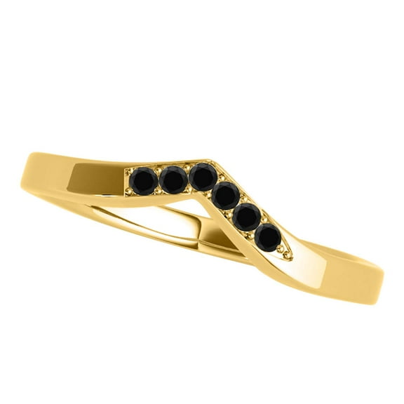 Mauli Jewels Engagement Rings for Women 0.06 Carat Black Diamond Curved Wedding Band prong 14K Yellow Gold