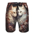 thumbnail image 3 of Cauagu Flower Cat Couple Print Men's Swim Trunks,Hawaiian Bathing Suit Swimsuits Beach Shorts with Pockets for Men Quick Dry Swimming Board Shorts-Medium, 3 of 6