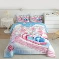 thumbnail image 2 of jejeloiu Cartoon Train Full Size Comforter Sets,Sweet Dessert Theme Bedding Comforter Set,Xmas Candy Cane Bedding Sets For Girls Kids,Breathable Home Decor Reversible,3-Piece, 2 of 8