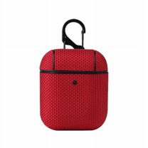 Allytech Protective Case for AirPods 2 & 1, Slim Nylon Material Full-Body Shock-Absorbing Premium Portable Keychain [Front LED Visible] Supports Wireless Charging Case for AirPods 2/1 - Red
