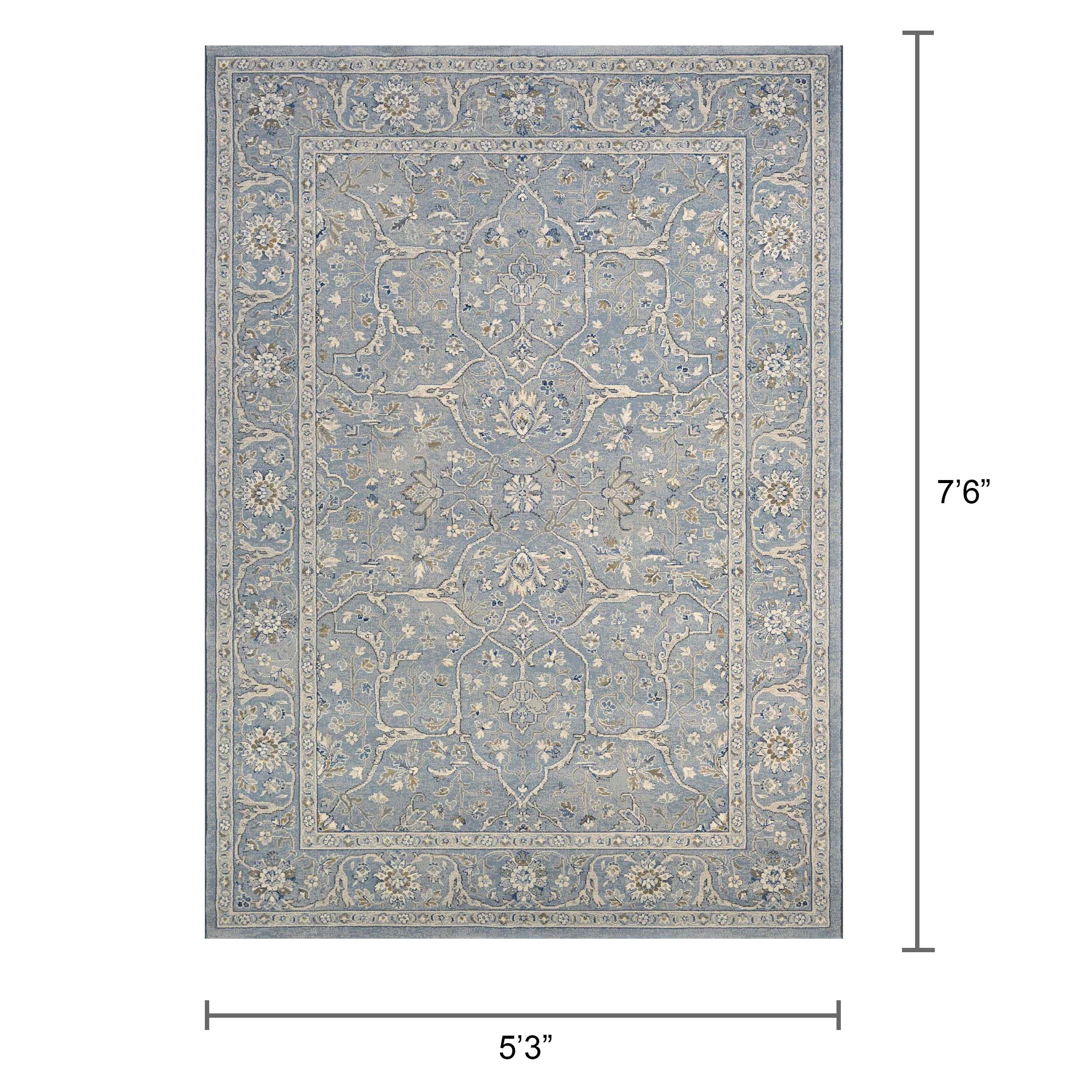 Couristan 71459696066096T 6 ft. 6 in. x 9 ft. 6 in. Sultan Treasures Floral  Yazd Rug, Grey