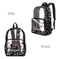 thumbnail image 2 of ZIATUBLES Clear Backpack, Heavy Duty Fabric & PVC Transparent Bookbag 17 Inch with Cat Music Print, Large Capacity See Through Bag for School Travel Security, 2 of 7