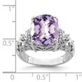 thumbnail image 2 of Sterling Silver Rhodium Diam. & Checker-Cut Pink Quartz Ring QR3061PQ, 2 of 2